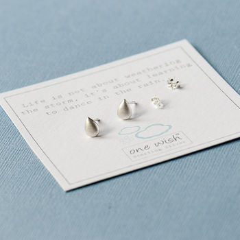 Silver Teardrop Stud Earrings On Bespoke Gift Card, 2 of 10