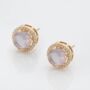 Round Rose Quartz 18k Gold Plated Stud Earrings, thumbnail 2 of 4