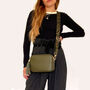 Olive Green Leather Crossbody Bag And Cheetah Strap, thumbnail 7 of 9