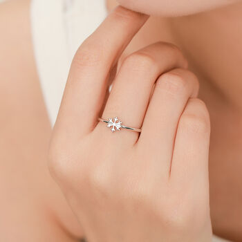 Tiny Snowflake Ring In Sterling Silver, 7 of 12