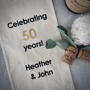 Personalised Milestone Wedding Anniversary Bottle Bag, 2 of 3