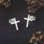 Sterling Silver Cross Stud Earrings, thumbnail 1 of 5