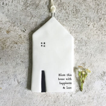 Bless This Home With Happiness And Love East Of India House Shape Hanger, 2 of 3