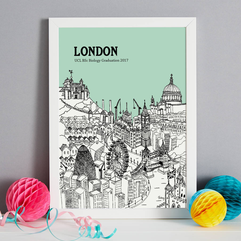 Personalised Graduation Gift City Print By Tessa Galloway Illustration 