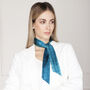 100% Silk Skinny Scarf Tie And Dye Blue, thumbnail 1 of 6