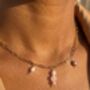 Rose Quartz And Pearl Tarnish Free Gold Plated Charm Necklace, thumbnail 3 of 5