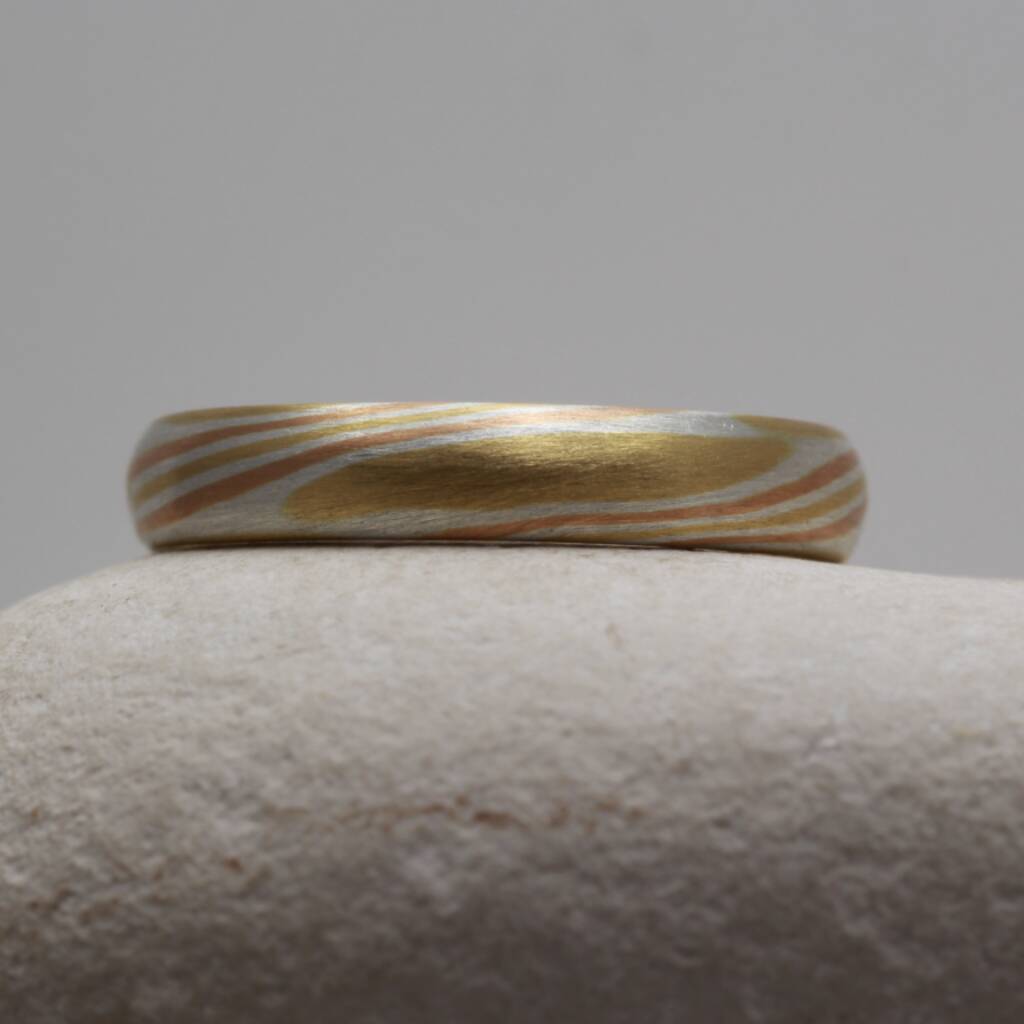 Handmade 18ct Gold And Silver Mokume Gane Wedding Ring, 1 of 5