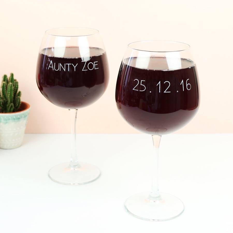 Personalised Name And Date Whole Bottle Wine Glass By Lisa