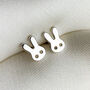 Sterling Silver Tiny Bunny Rabbit Stud Earrings, thumbnail 1 of 7