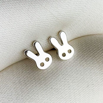 Sterling Silver Tiny Bunny Rabbit Stud Earrings, 3 of 7