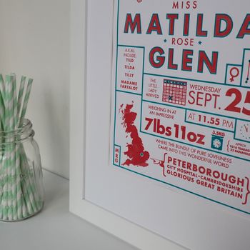 Personalised Baby Arrival Print, 4 of 4