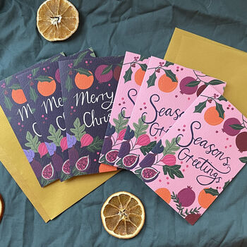 Botanical Fruits Christmas Card Bundle Of Six Cards, 2 of 4