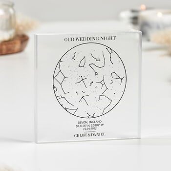 Personalised Couples Anniversary Star Map Block Gift, 6 of 9