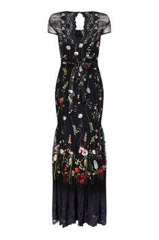 Maxi Dress In Black Meadow Flower Embroidered Lace, 3 of 3