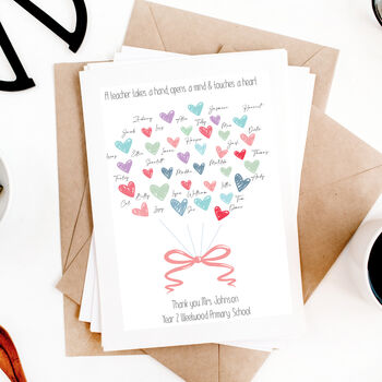 Thank You Teacher Class Hearts Card, 2 of 8