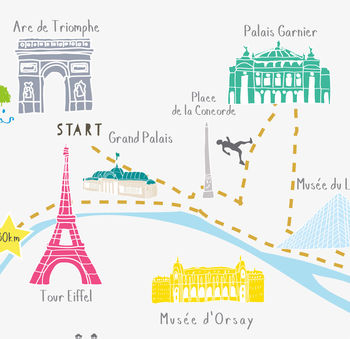 Paris Marathon Route Map Personalised Print, 3 of 5