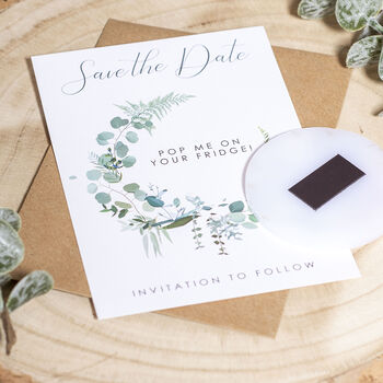 Eucalyptus Wreath Save The Date Magnets And Cards, 2 of 3