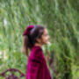 Chiara Girls Velvet Dress With Matching Hair Clip, thumbnail 4 of 4