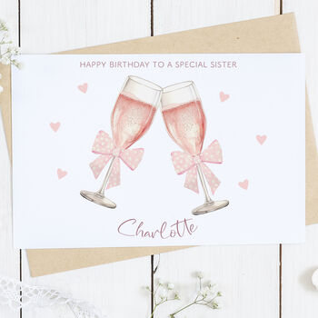 Personalised Prosecco Sister Birthday Card, 2 of 2