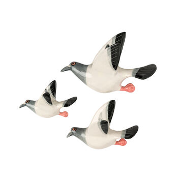 Set Of Three Handmade Ceramic Flying Racing Pigeons, 5 of 5