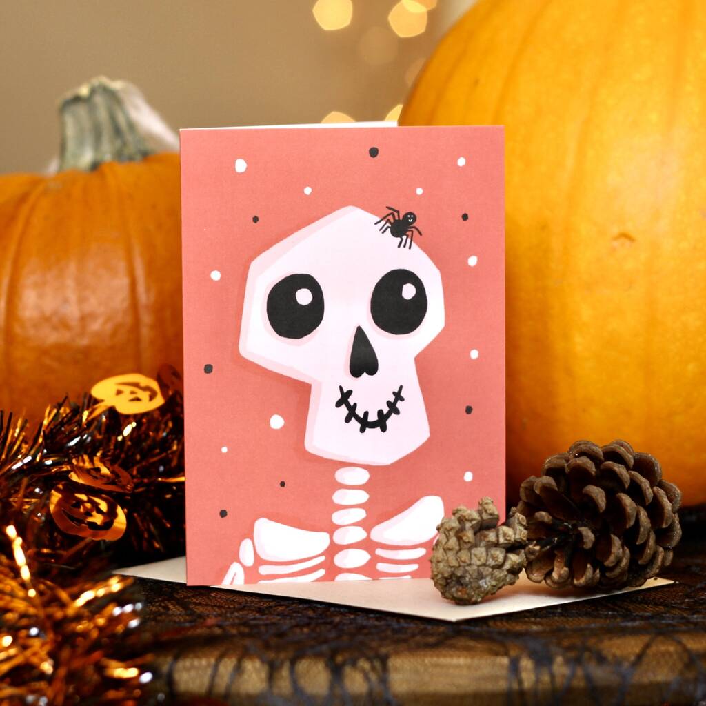 Happy Skeleton Halloween Greetings Card, 1 of 6