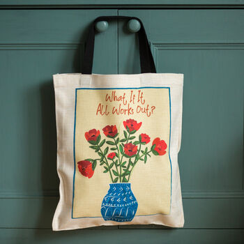 Personalised Hand Drawn Floral Canvas Tote Bag With Custom Phrase, 5 of 5