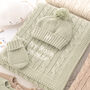 Sage Green Luxury Cable Knit Baby Blanket, thumbnail 6 of 12