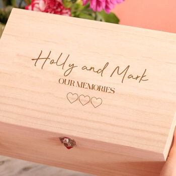 Personalised Hearts Keepsake Box For Couples Wedding, 2 of 4