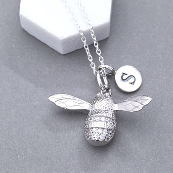 Personalised Silver Bee Necklace, 2 of 8