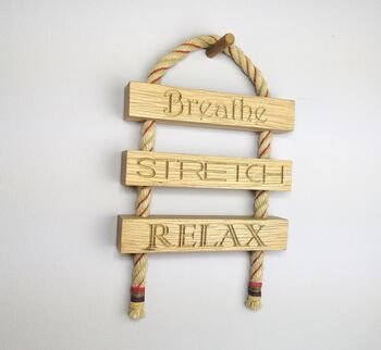 Solid Oak Yoga/Meditation Wall Quote, 3 of 4
