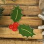 Christmas Holly Embroidered Fabric Patch, thumbnail 1 of 2