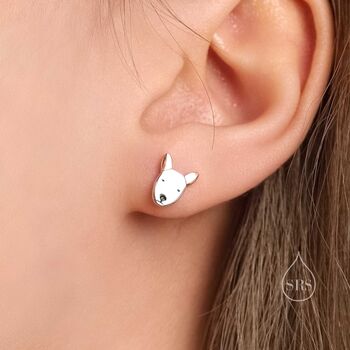 Sterling Silver Bull Terrier Dog Stud Earrings, 6 of 11