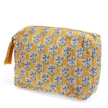 Saffron Yellow Floral Cotton Wash Bag, 3 of 5