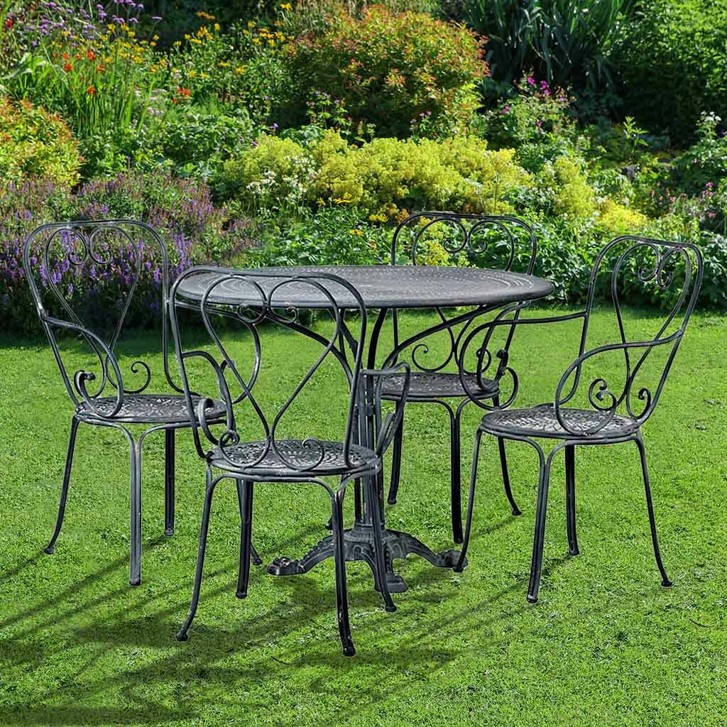 Traditional Black Four Seat Garden Bistro Set By Dibor ...