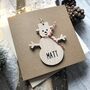 Personalised Wooden Snowman Decoration Christmas Card, thumbnail 2 of 3