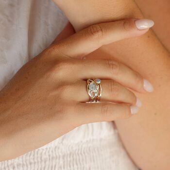 Moonstone And Fire Opal Statement Ring, 4 of 11