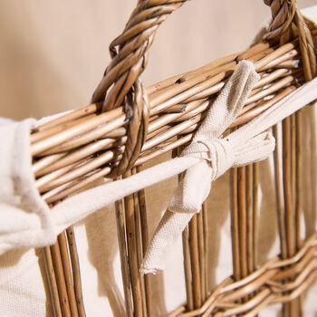 Openwork Wicker Lined Laundry Basket, 4 of 5