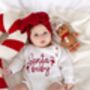 Santa Baby Christmas Embroidered Baby Knitted Romper, thumbnail 2 of 12