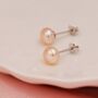 Genuine Pink Pearl Stud Earrings In Sterling Silver, thumbnail 7 of 12