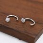 Sterling Silver Cz Open Huggie Hoop Earrings, thumbnail 4 of 10