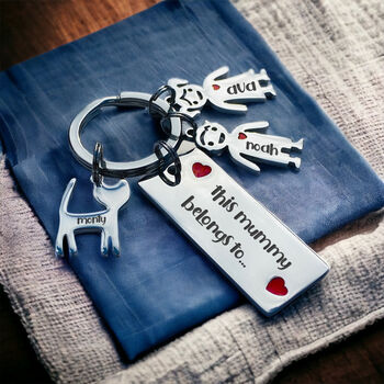 Personalised Keyring For Mum | Stainless Steel Keychain With Child Charms |, 3 of 9