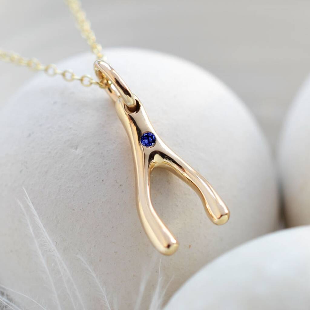 9ct Gold Wishbone Necklace With 