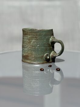 Handmade Porcelain Mug Earthy Green Glaze, 340ml Ceramic Cup, 4 of 5