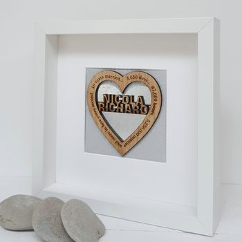 10th Wedding Anniversary Personalised Oak Tin Heart, 2 of 2