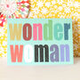 Mini Glittery Wonder Woman Card, thumbnail 3 of 4
