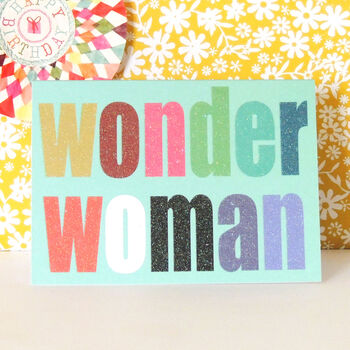 Mini Glittery Wonder Woman Card, 3 of 4