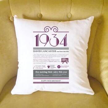 Personalised 90th Birthday Gift 1934 Cushion, 4 of 9