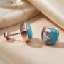 Rose Gold Plated Opal Turquoise Gemstone Stud Earrings, thumbnail 1 of 4