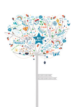 Personalised Baby Boy Happiness Tree Canvas, 4 of 7