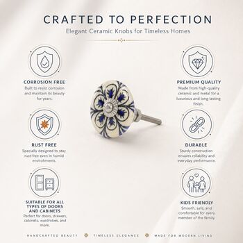 Blue Floral Ceramic Cabinet Knob, 7 of 7